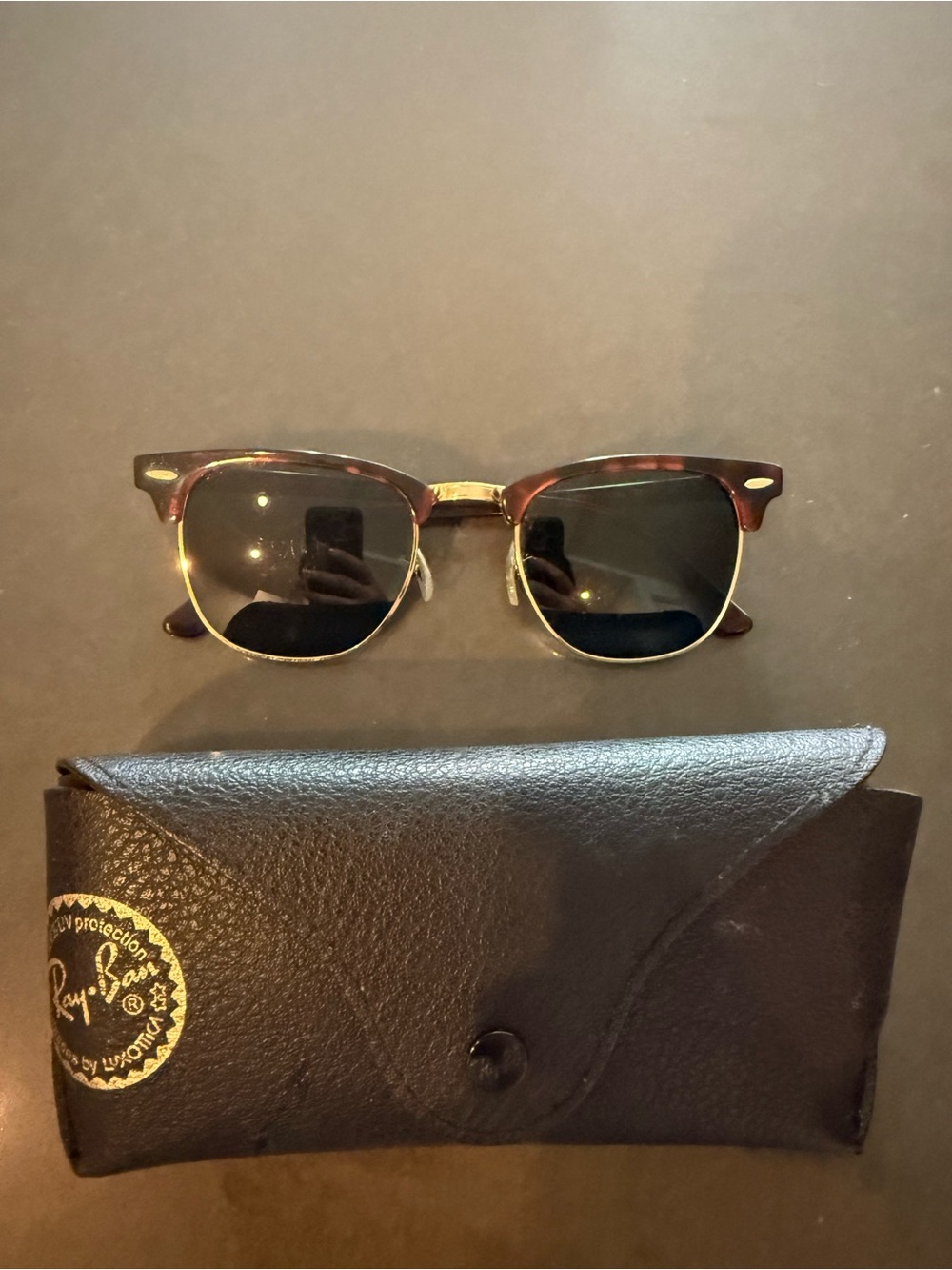 Tortoiseshell & Gold Clubmaster Sunglasses - Brown/Gold